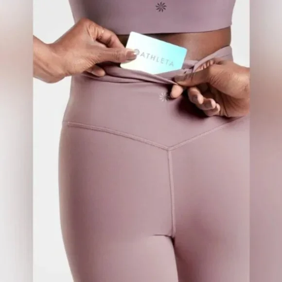 Athleta Ultra High-Rise Elation Floral Mauve Pastel Pink Leggings (1442) - Picture 3 of 11